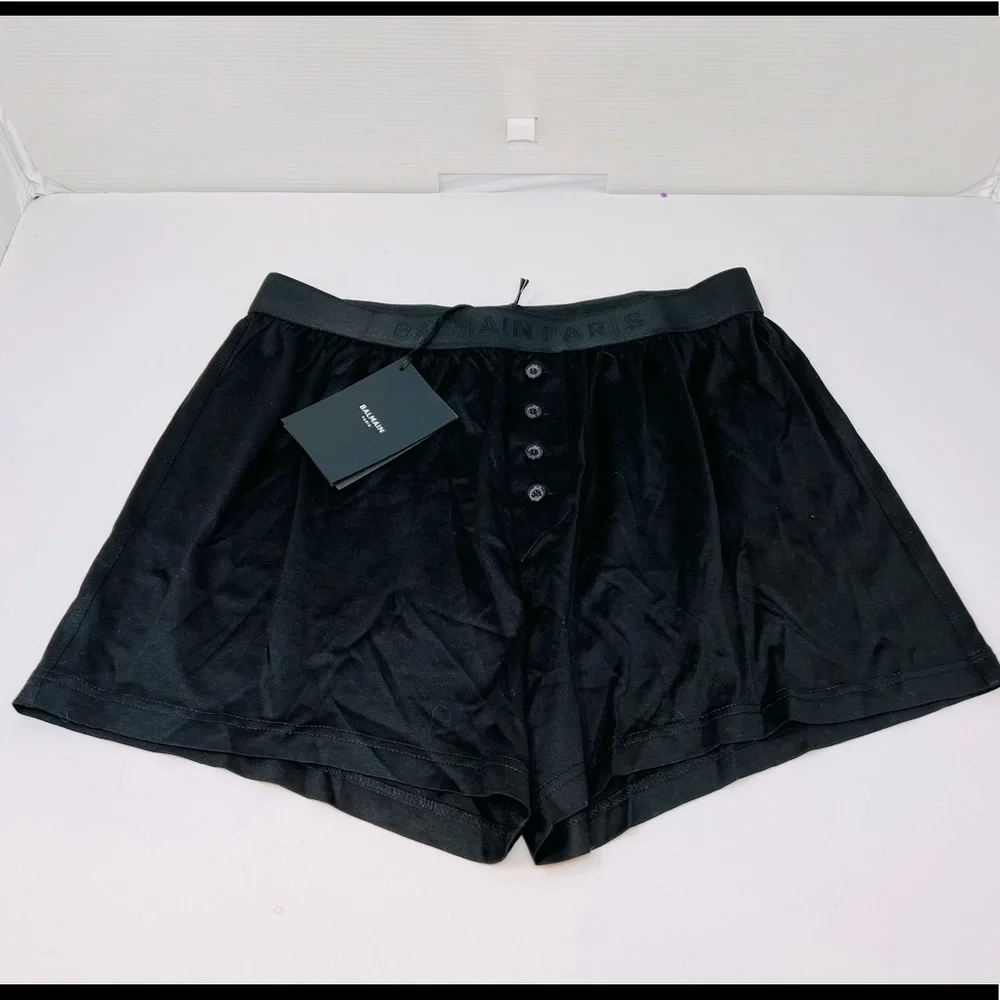 BALMAIN**Men’s Silk/Cotton Black Boxer Shorts**Med. $325